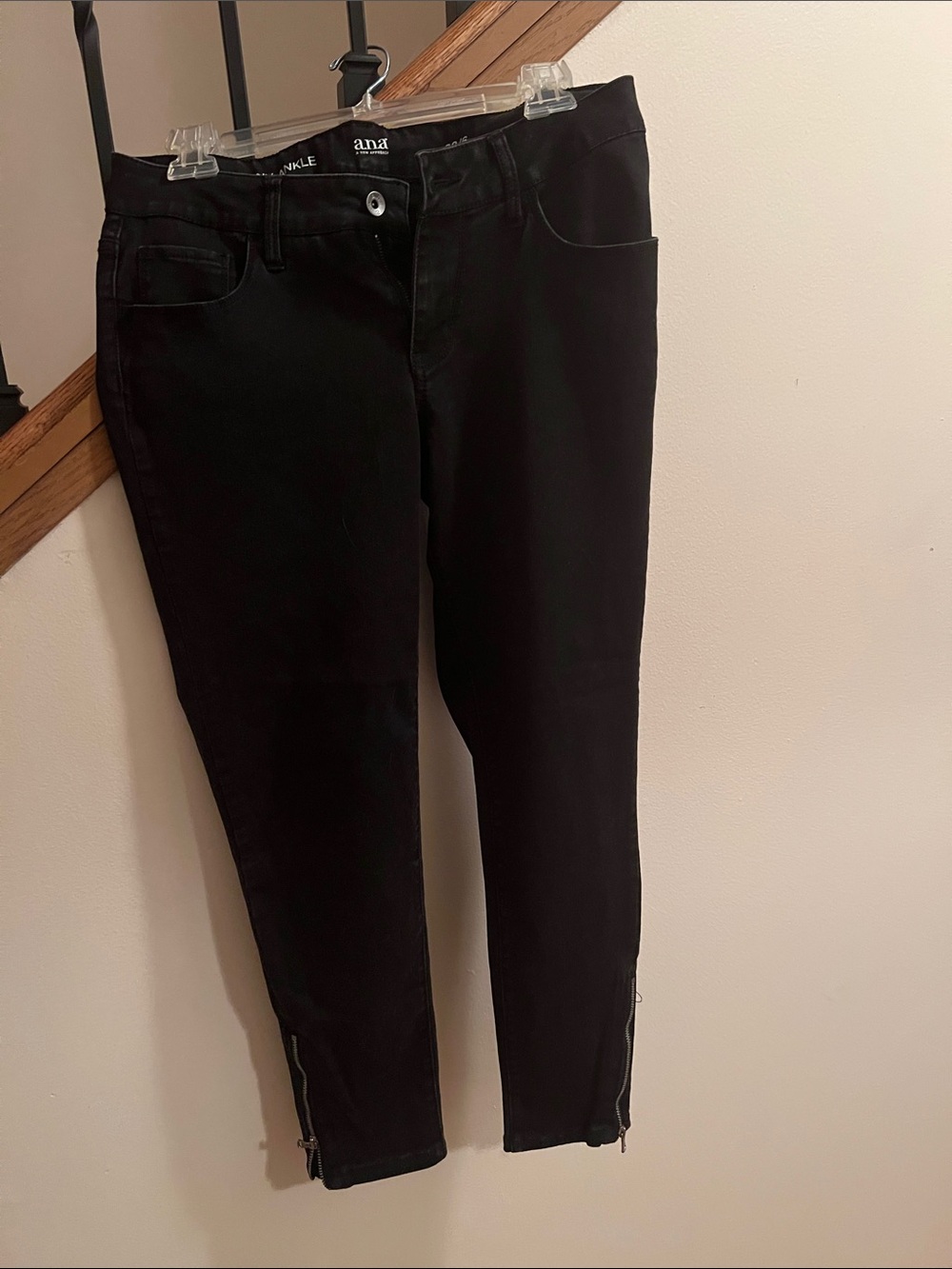 a.n.a Black Cropped Ankle Zip Jeans